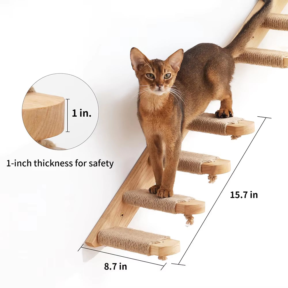 1PC Cat Tree Wall Mounted Cat Shelves Scratching Post for Cat Jumping Platform and Cat Hammock Rope Ladder Wall Wooden Furniture