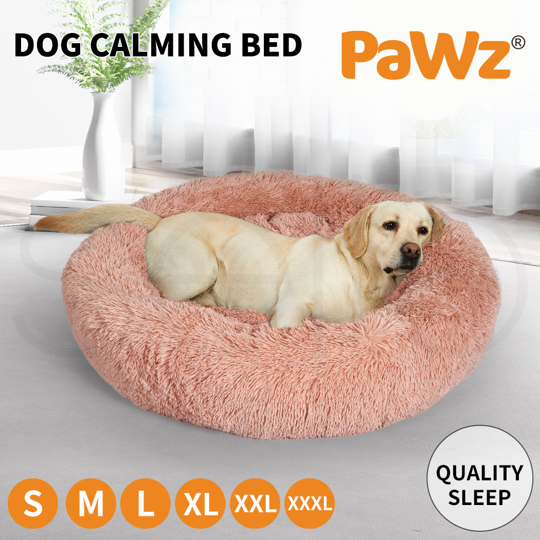 Pawz Dog Calming Bed Warm Soft Plush round Comfy Sleeping Kennel Cave Washable