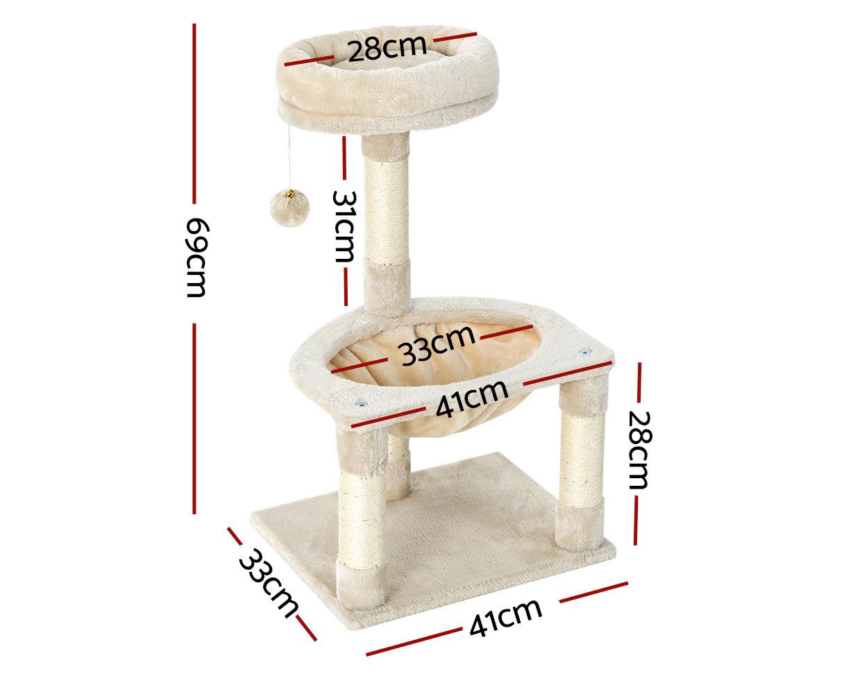 I.Pet Cat Tree 69Cm Scratching Post Tower Scratcher Wood Condo Toys House Bed