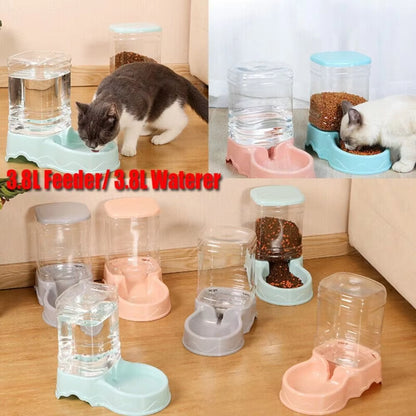 3.8L PP Material Pet Feeder Pet Water Fountain Drink Bowl Automatic Pet Feeder Large Cat Dog Food Dispenser