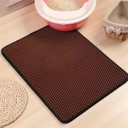 Cat Litter Mat Waterproof Urine Proof Kitty Litter Mat Honeycomb Double Layer Litter Box Mat Skidproof Soft EVA Cat Litter Mat