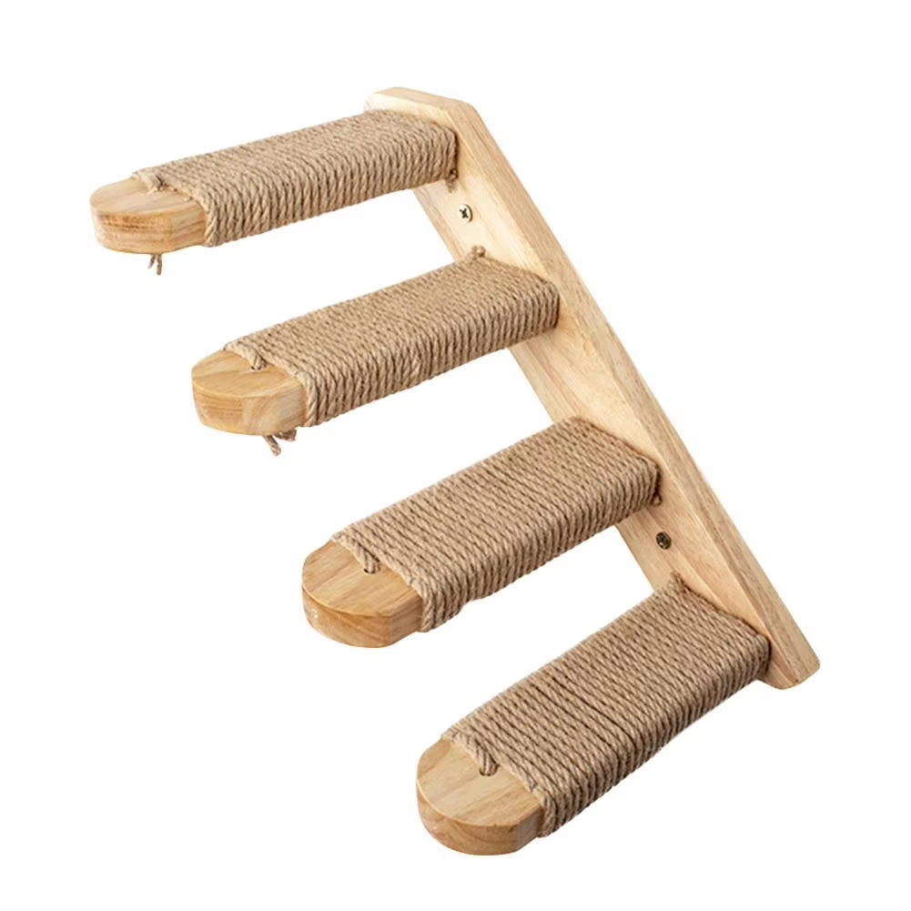 1PC Cat Tree Wall Mounted Cat Shelves Scratching Post for Cat Jumping Platform and Cat Hammock Rope Ladder Wall Wooden Furniture