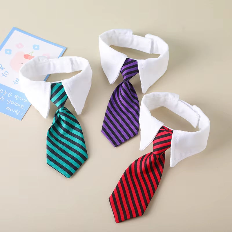 2023 Dog Cat Grooming Cat Striped Bow Tie Animal Striped Bow Tie Collar Pet Adjustable Christmas Cat Collar Pet Collar