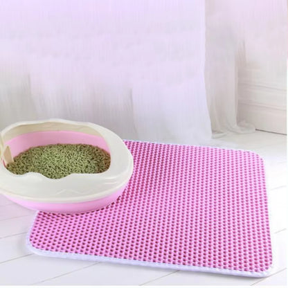 Cat Litter Mat Waterproof Urine Proof Kitty Litter Mat Honeycomb Double Layer Litter Box Mat Skidproof Soft EVA Cat Litter Mat