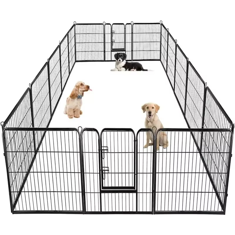 Dog Playpen Indoor Metal Dog Pen Pet Dog Fence Outdoor Exercise Pen with Doors, Pet Puppy Playpen, Pet Playpen, Black