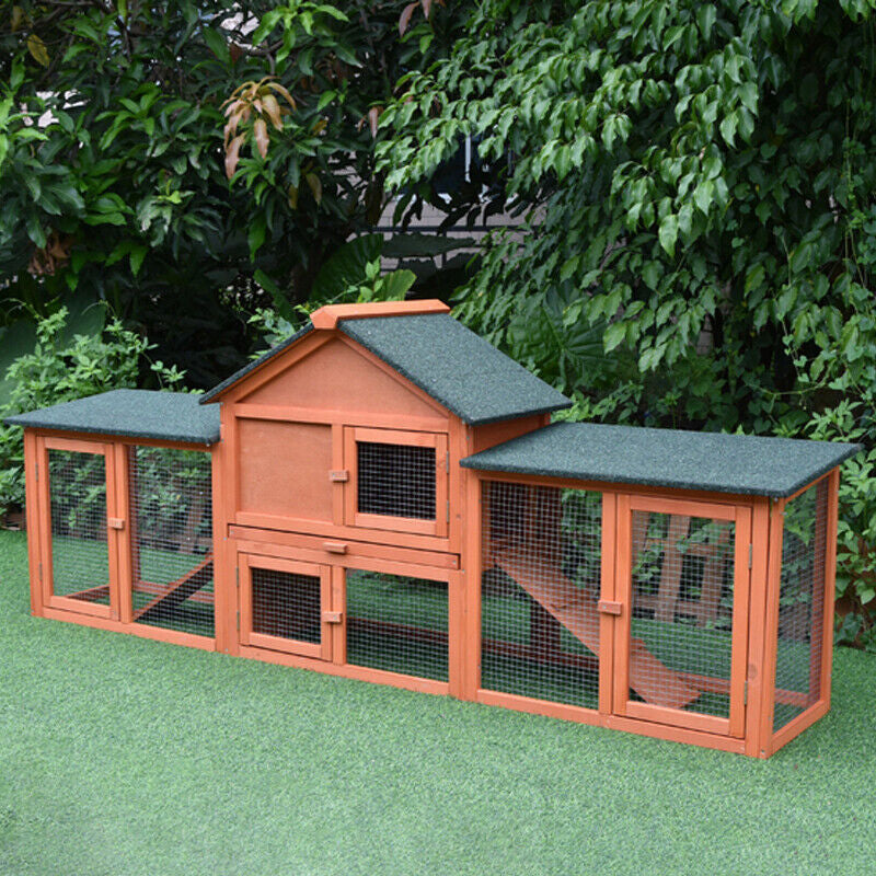 Pawhub Double Run Wooden Chicken Coop Rabbit Hutch Bunny Cage