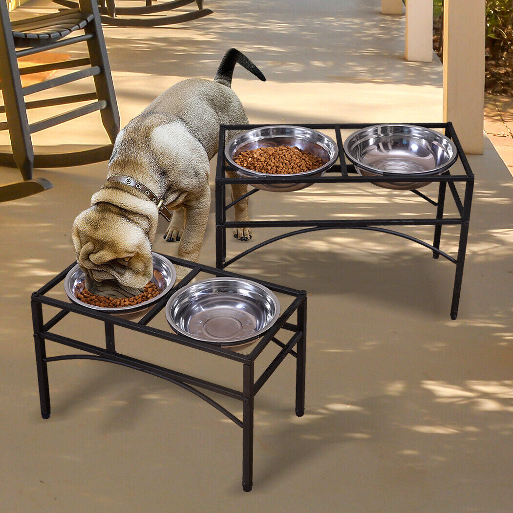 Pawz Pet Feeder Bowl Dual Elevated Raised Dog Puppy Stainless Steel Food Stand