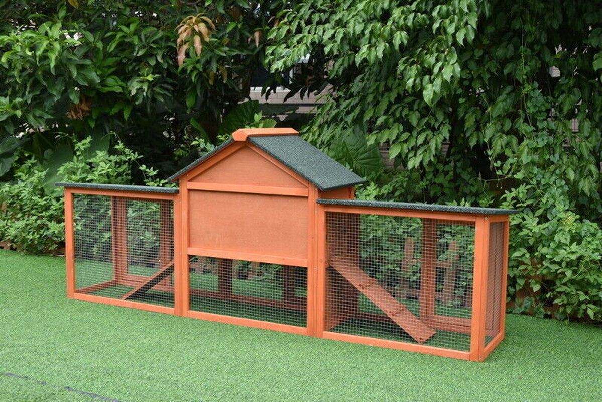 Pawhub Double Run Wooden Chicken Coop Rabbit Hutch Bunny Cage