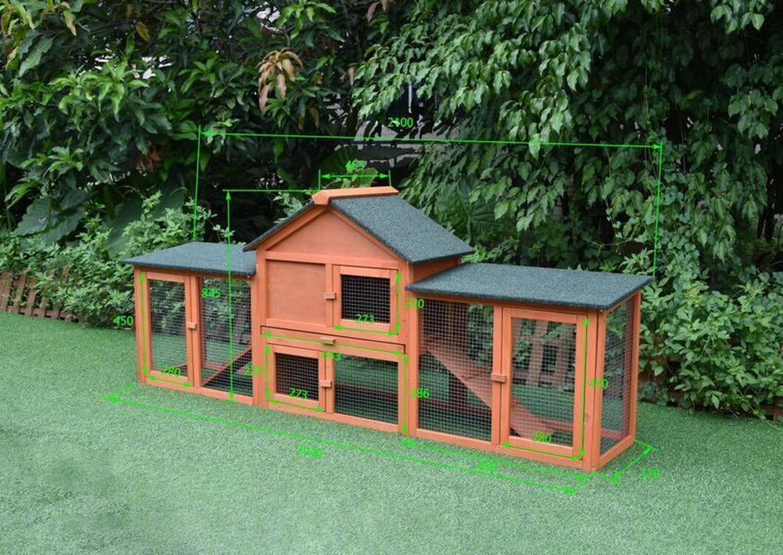 Pawhub Double Run Wooden Chicken Coop Rabbit Hutch Bunny Cage