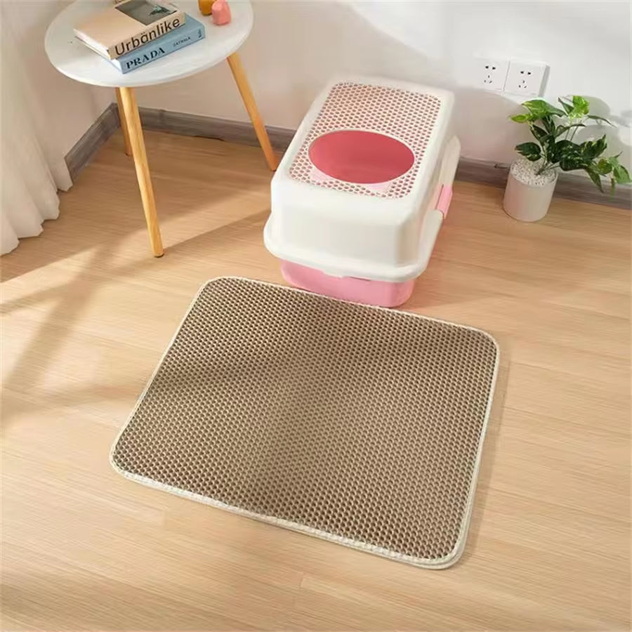 Cat Litter Mat Waterproof Urine Proof Kitty Litter Mat Honeycomb Double Layer Litter Box Mat Skidproof Soft EVA Cat Litter Mat