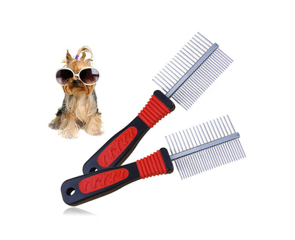 2 Pack Double Sided Pet Grooming Comb for Removes Tangles Knots Matted Dirt Hair