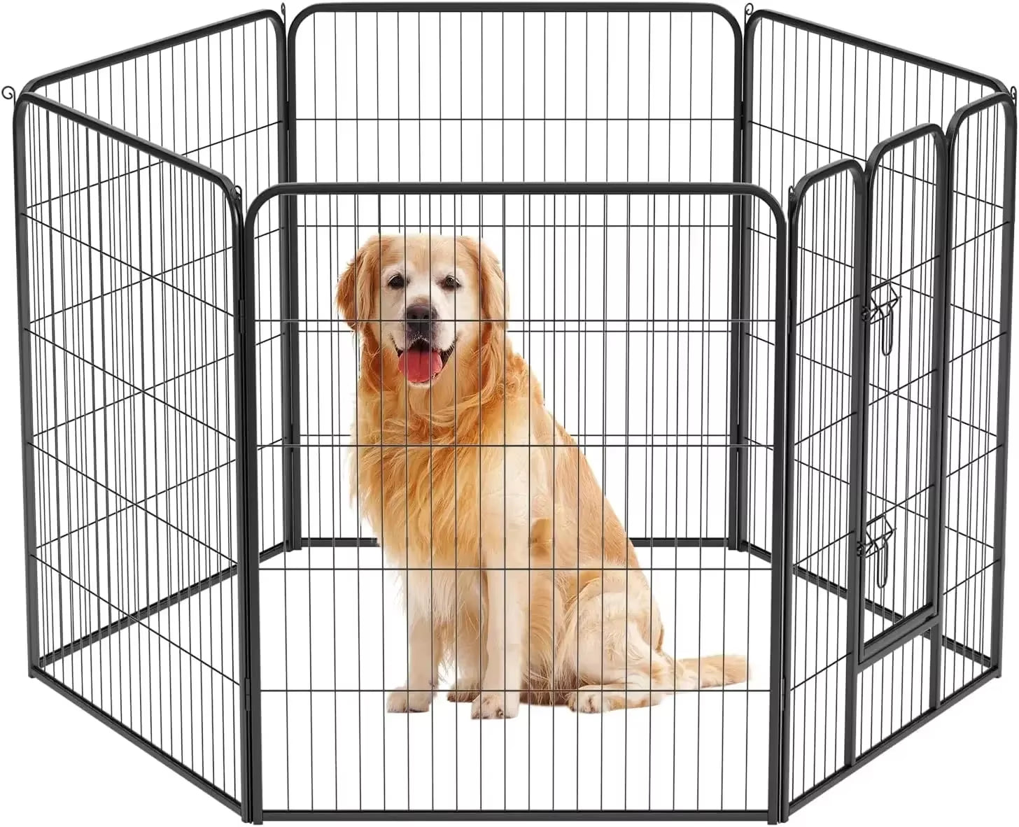 Dog Playpen Indoor Metal Dog Pen Pet Dog Fence Outdoor Exercise Pen with Doors, Pet Puppy Playpen, Pet Playpen, Black