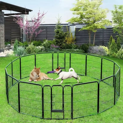 Dog Playpen Indoor Metal Dog Pen Pet Dog Fence Outdoor Exercise Pen with Doors, Pet Puppy Playpen, Pet Playpen, Black