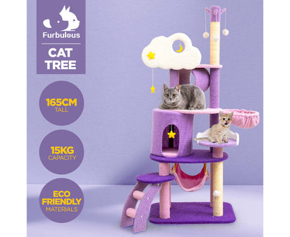 1.6M Cat Tree Scratching Post and Mega Tower - Star and Moon